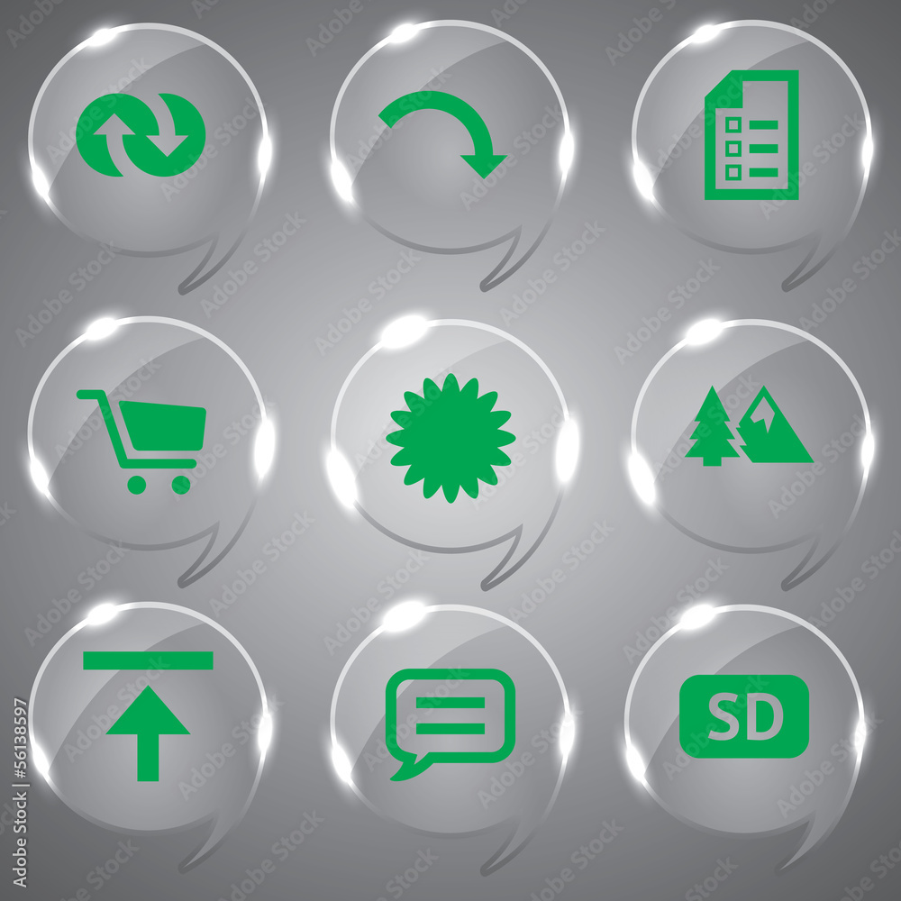 Glass icons vector icon set icons web collection Illustration Glass icons vector icon set icons web collection Illustration