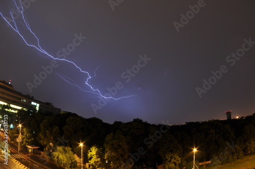 Lightning over city