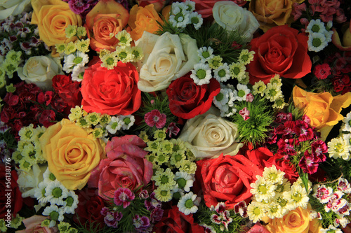 Mixed colorful wedding flower arrangement