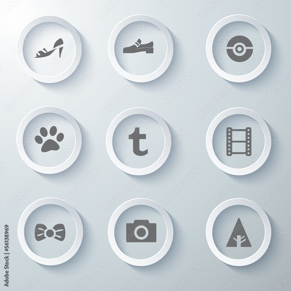 Icon Set collection White 3d icons 3d icons vector illustration 