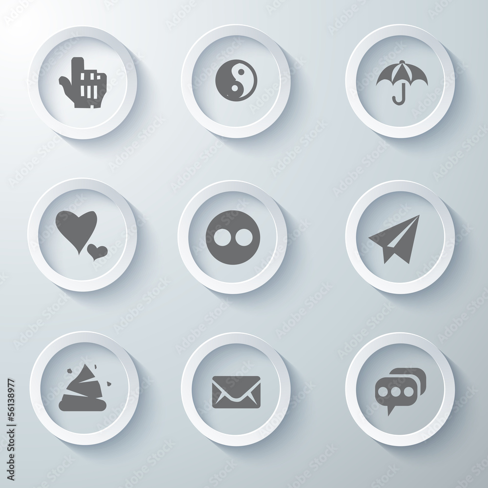 Icon Set collection White 3d icons 3d icons vector illustration 