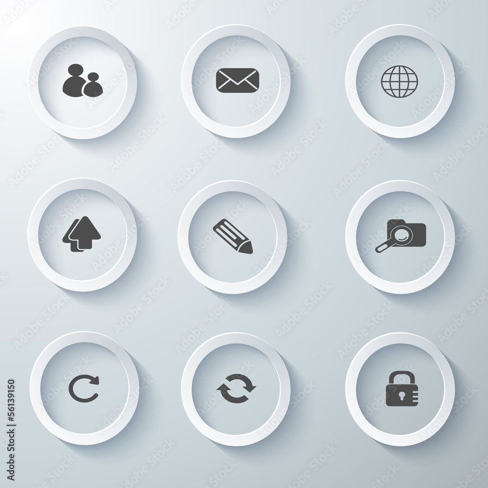 Icon Set collection White 3d icons 3d icons vector illustration 