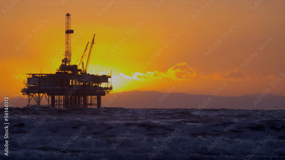 Silhouette Oil Platform at Sunset Silhouette Oil Platform at Sunset
