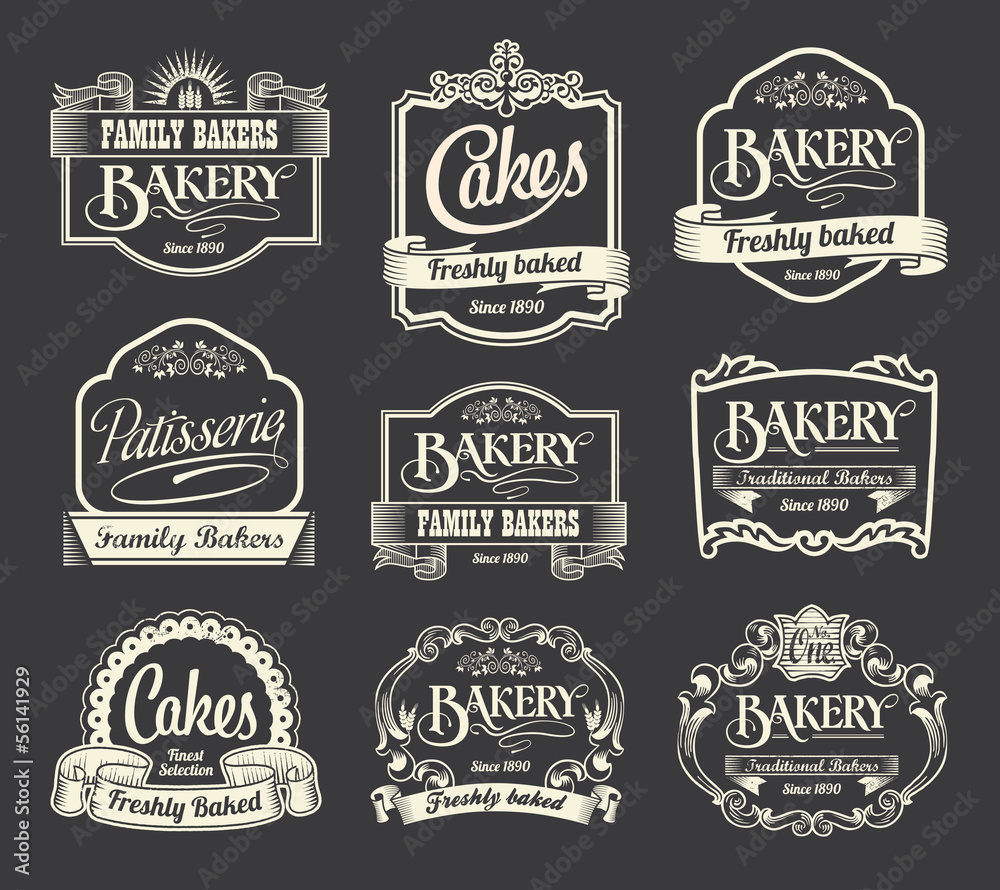 Collection of banners and ribbons on a black background