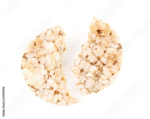 Fotografie Puffed rice snack.white background.