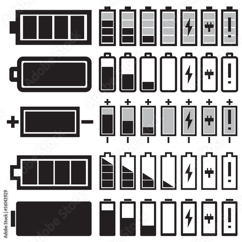 Vector black  battery  icons set