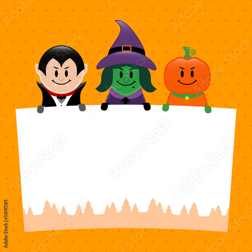 Halloween Vampire, Witch & Pumpkin Label