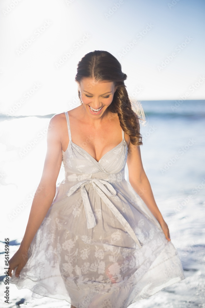 Smiling beautiful woman on the beach Smiling beautiful woman on the beach
