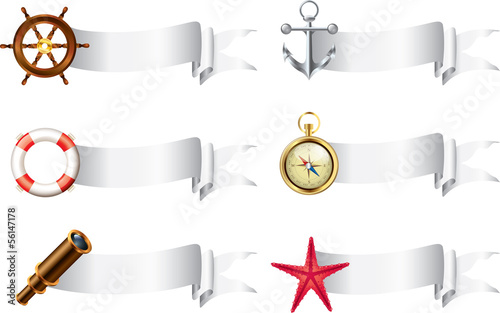 Marine items with empty ribbon banners