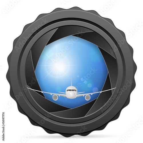 camera shutter with airplane