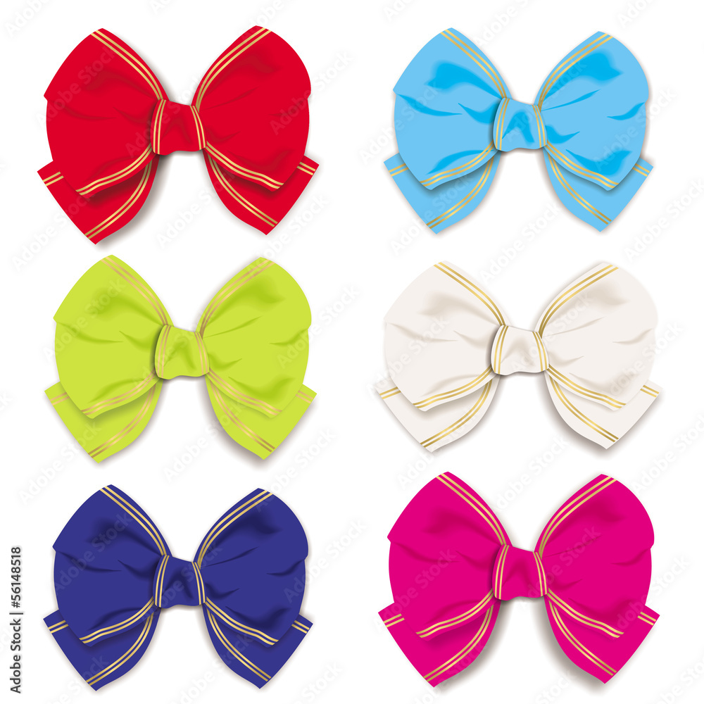 Set aus 6 bunten Schleifen