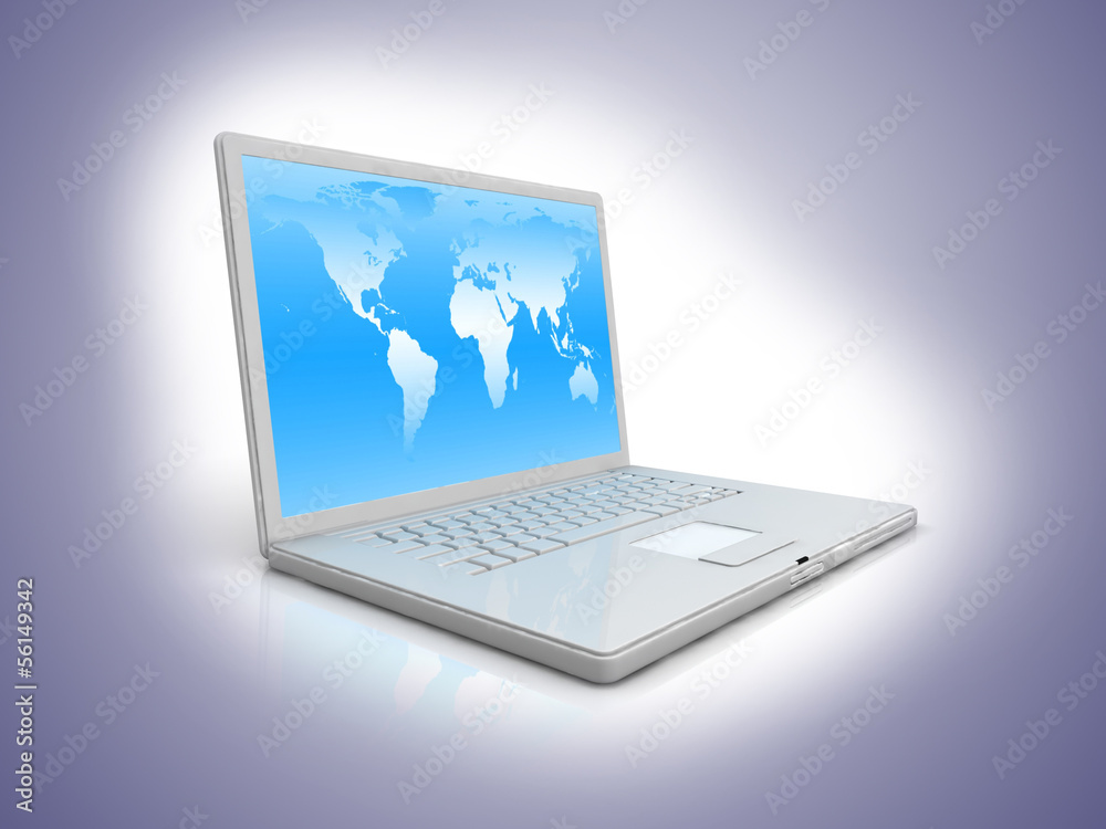 Professional Laptop on white background with reflection Professional Laptop on white background with reflection