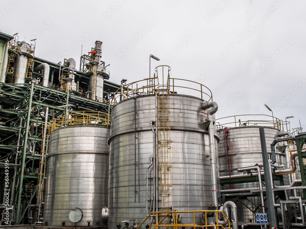 storage tanks in oil refinery