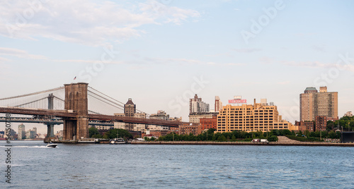 Brooklyn bridge and the watchtower building in New York
