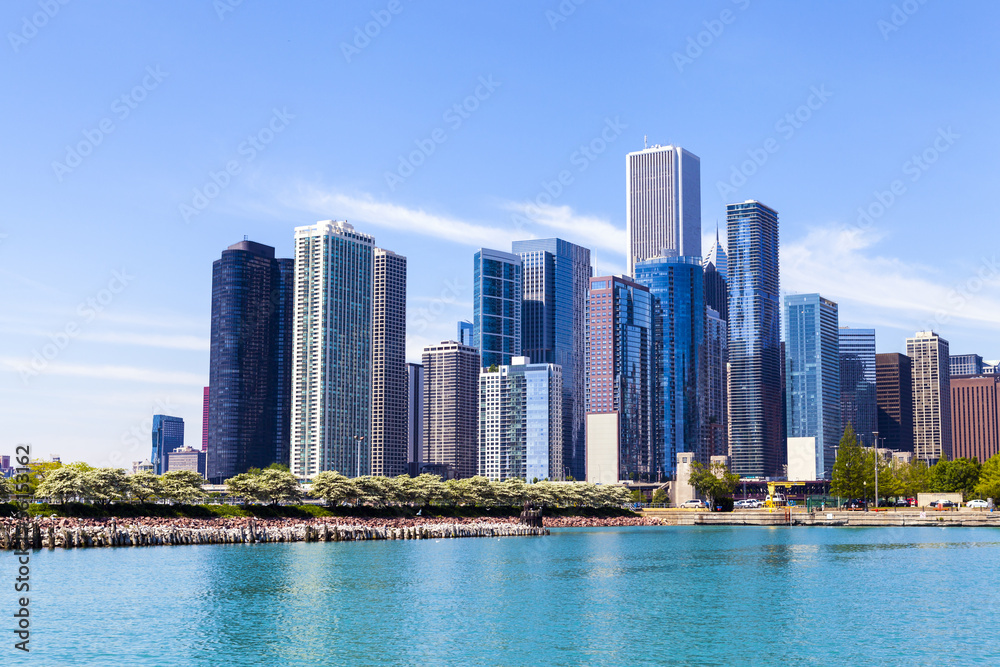 Chicago Skyline With Blue Clear Sky Chicago Skyline With Blue Clear Sky