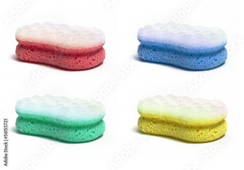 Pink sponge isolated on white
