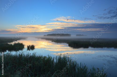 Foggy sunrise   a river