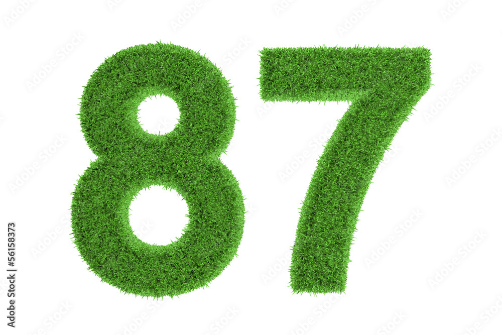Number 87 with a green grass texture Number 87 with a green grass texture