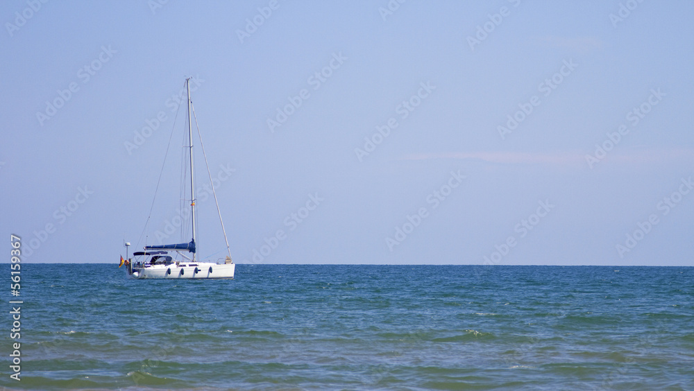 Sailboat in the Mediterranean sea