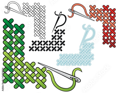 Cross stitch border elements with variations