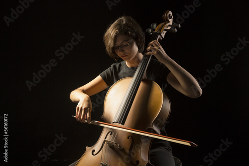 Young woman plays cello