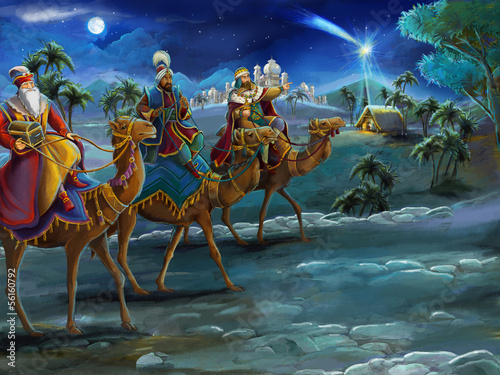 Foto Illustration of the holy family and three kings
