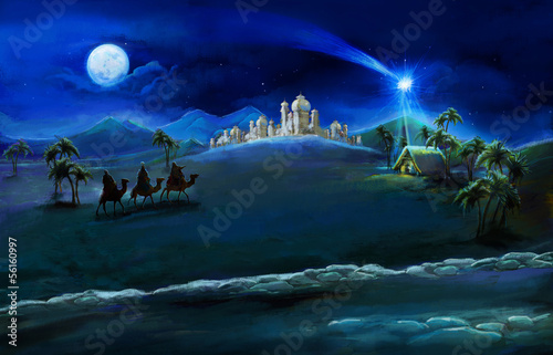 Konstfotografi Illustration of the holy family and three kings