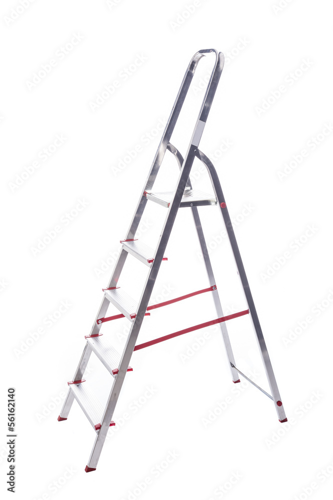 Aluminum ladder isolated on white background