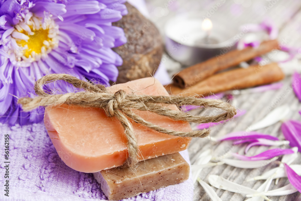 Spa setting witn natural soap Spa setting witn natural soap