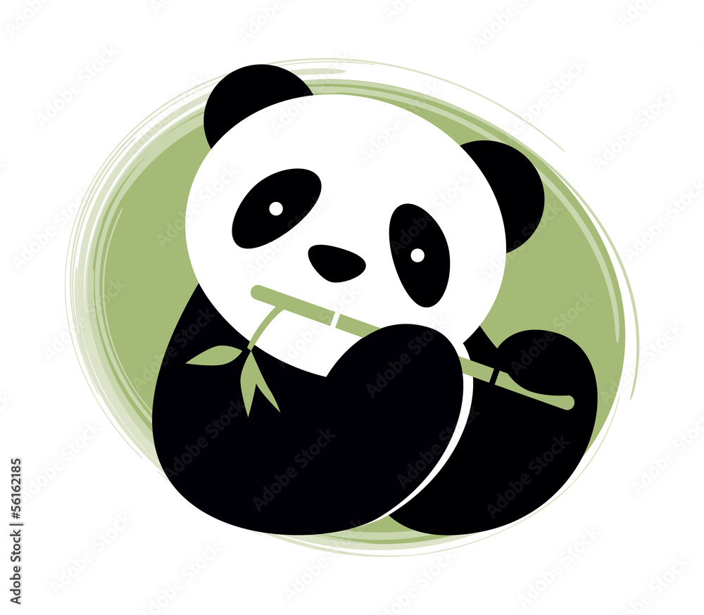 Fototapeta premium Panda bear with bamboo. Vector illustration.