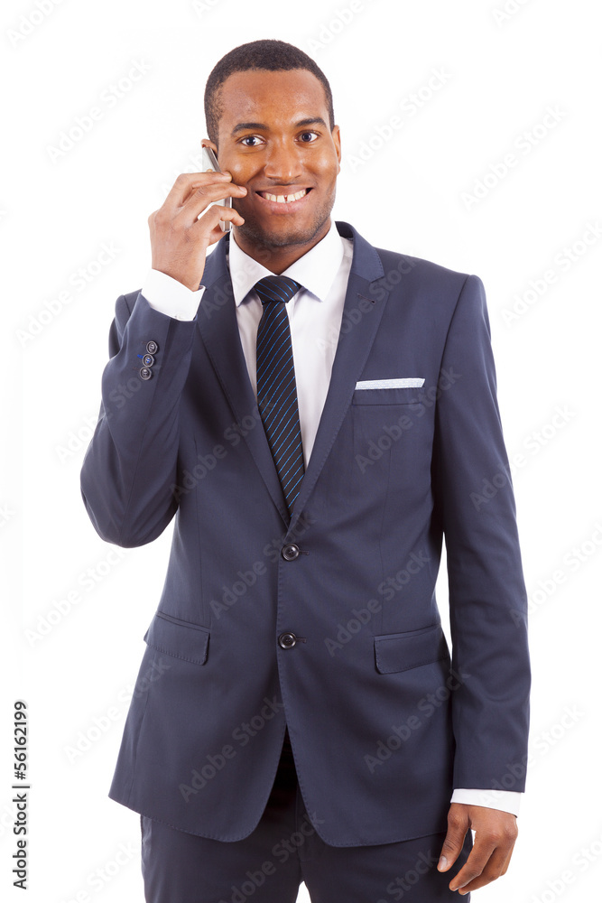 Smiling young business black man with cellphone Smiling young business black man with cellphone