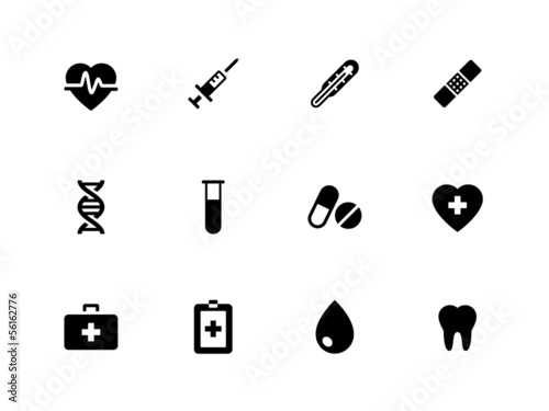 Medical icons on white background.