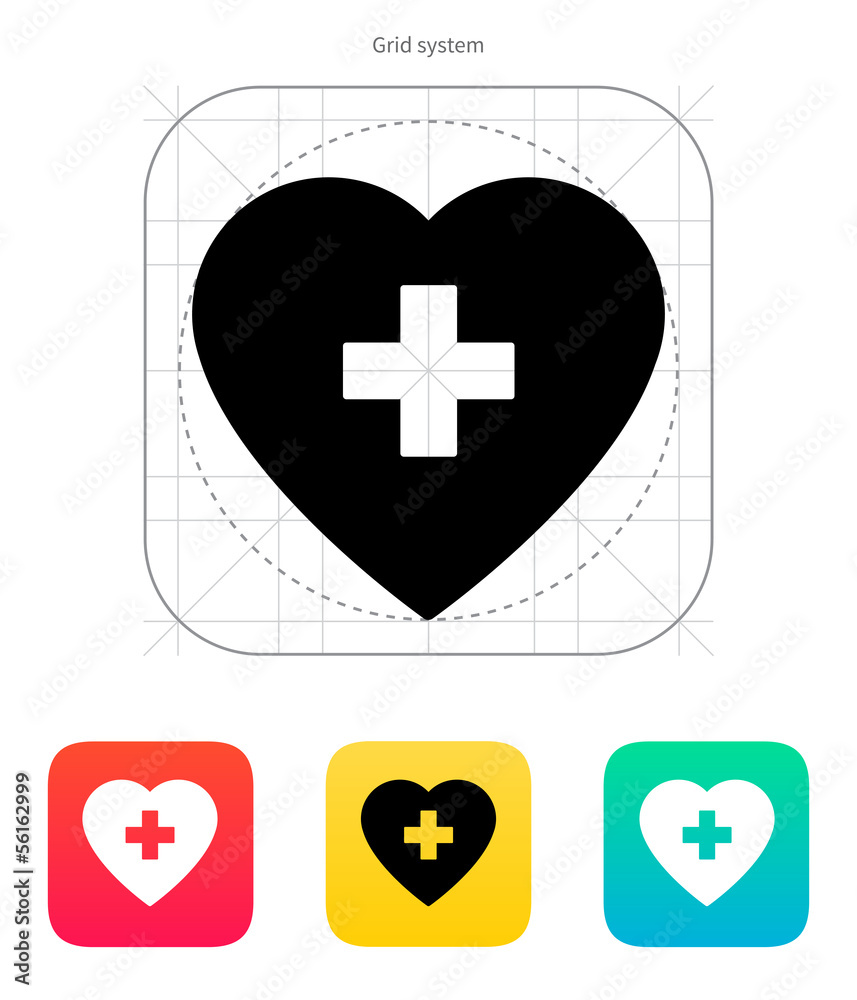 Obraz premium Heart with medical cross icon.