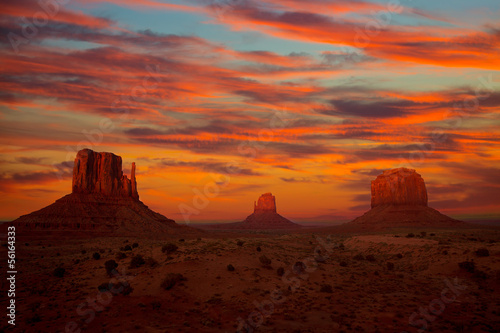 Monument Valley sunset  Mittens and Merrick Butte photo