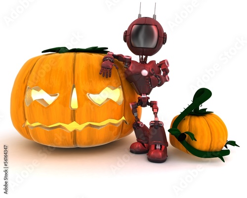 Android with holiday jack-o-lantern photo