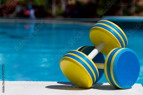 Two plastic dumbbells for water aerobics photo