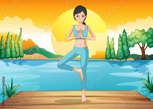 A girl doing yoga outdoor