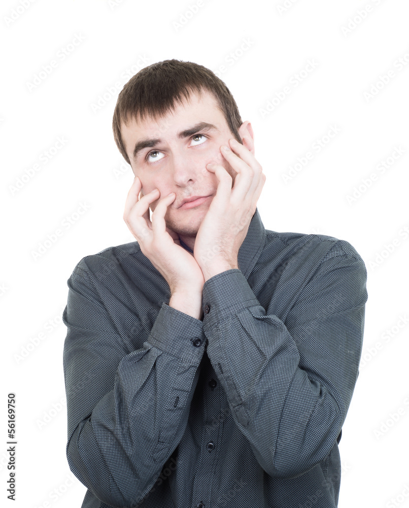 Portrait of handsome bored guy