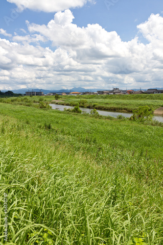 summer sky and river