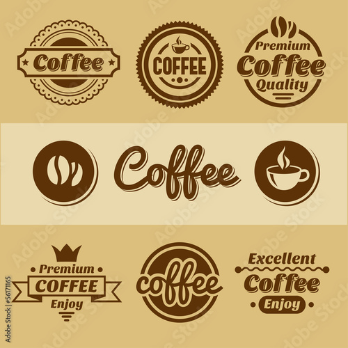 Coffee labels and badges. Retro style coffee vintage collection.