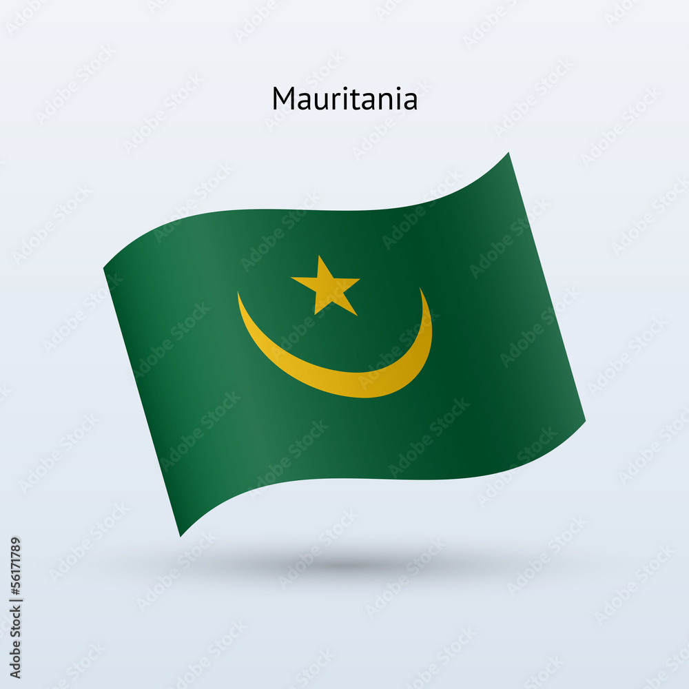 Mauritania flag waving form. Vector illustration. Mauritania flag waving form. Vector illustration.