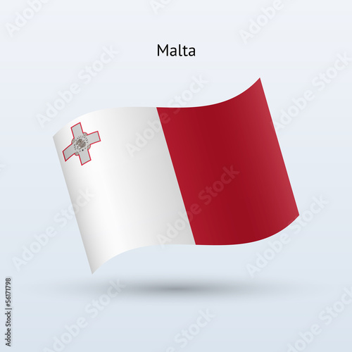 Malta flag waving form. Vector illustration.