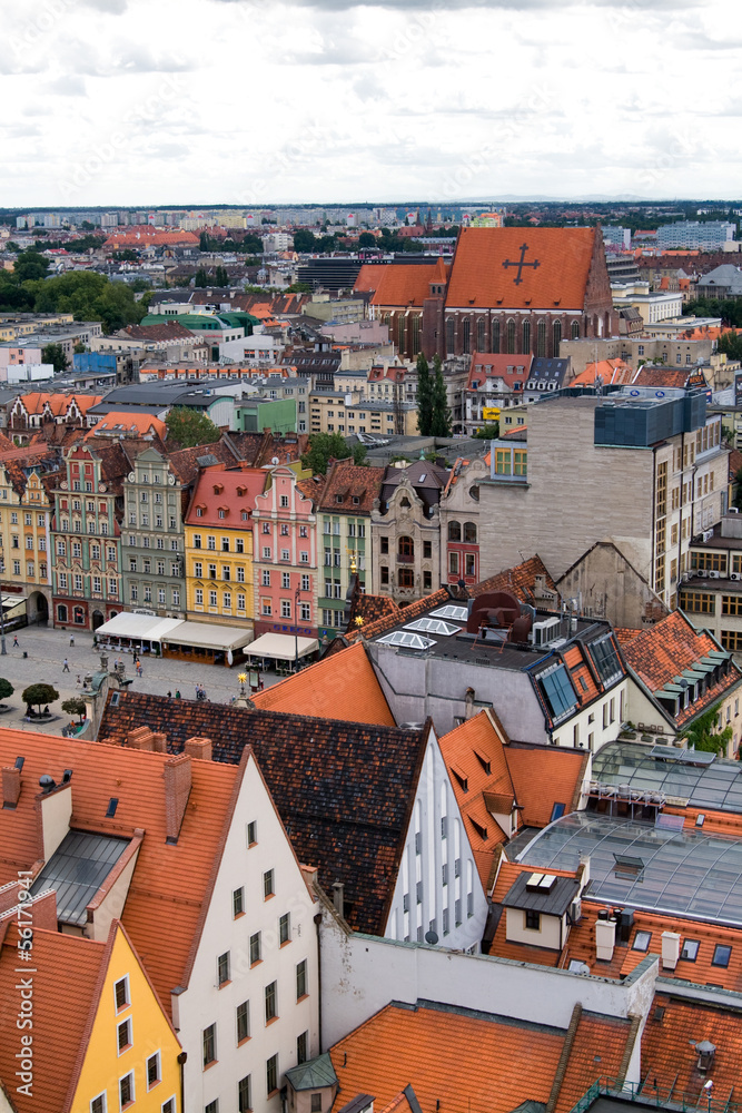 View of the city from a height, Wroclaw, Poland, Europe.