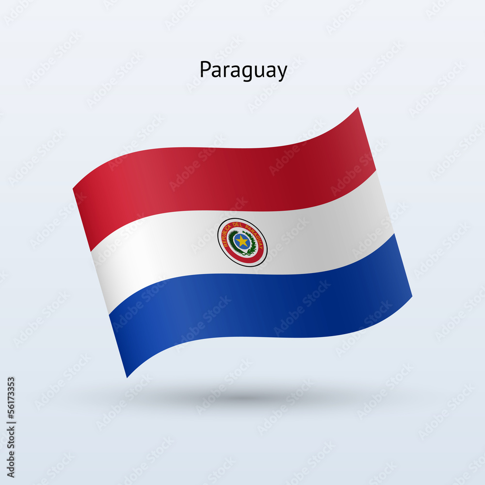 Fototapeta premium Paraguay flag waving form. Vector illustration.
