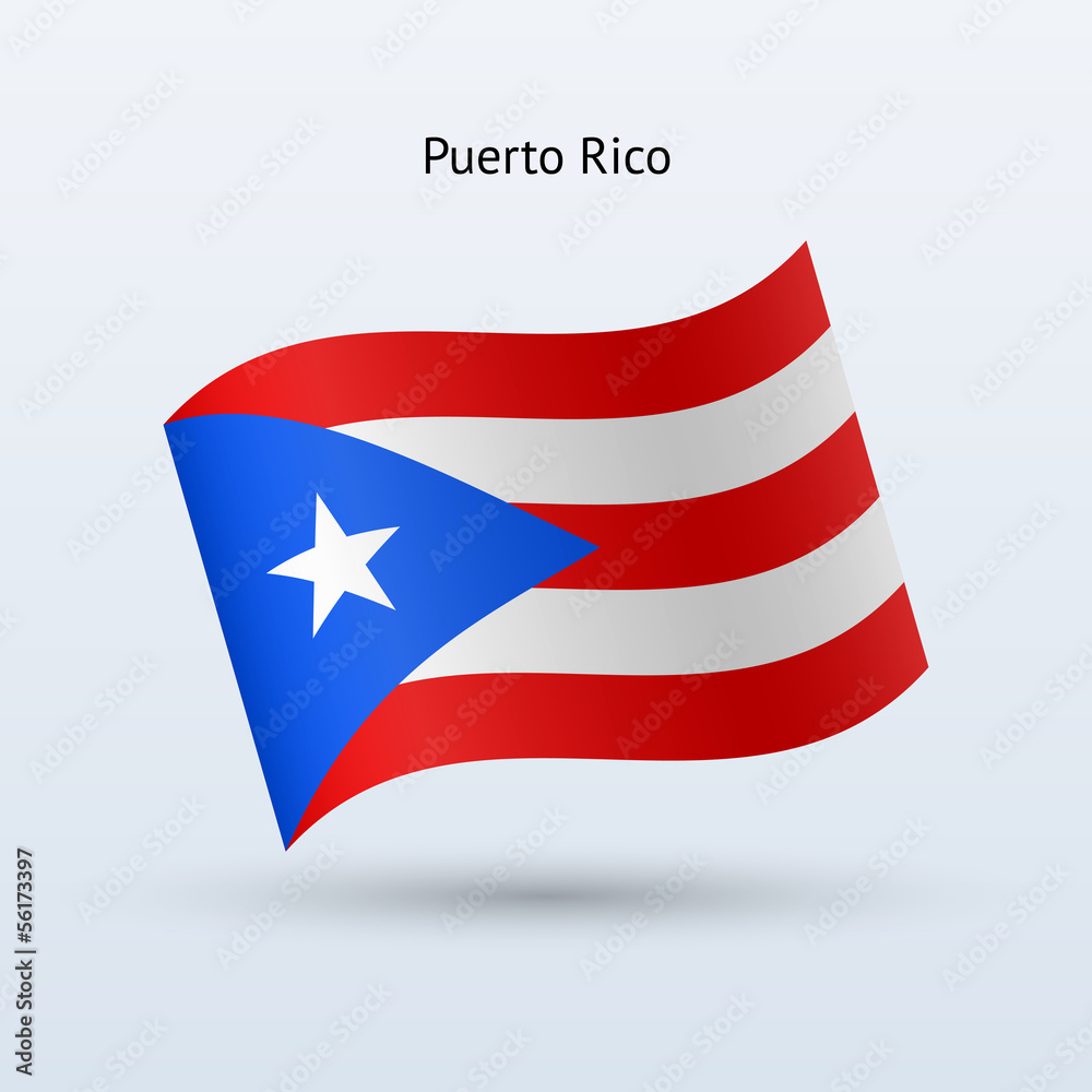 Puerto Rico flag waving form. Vector illustration. Puerto Rico flag waving form. Vector illustration.