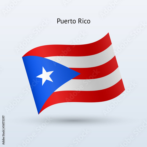 Puerto Rico flag waving form. Vector illustration.