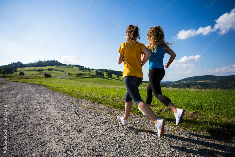Young women running outdoor