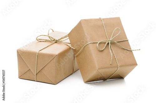 Parcels wrapped with brown paper