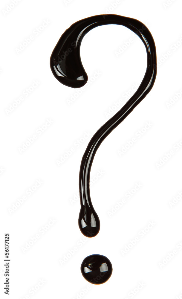 Question mark made from chocolate syrup, isolated on white Question mark made from chocolate syrup, isolated on white