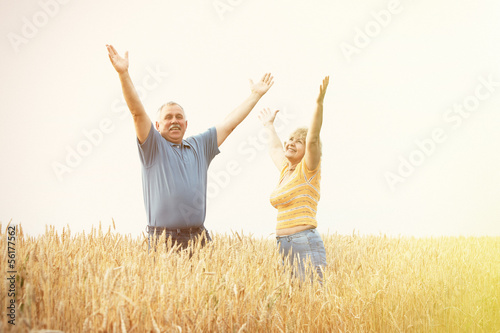 Old people over field background